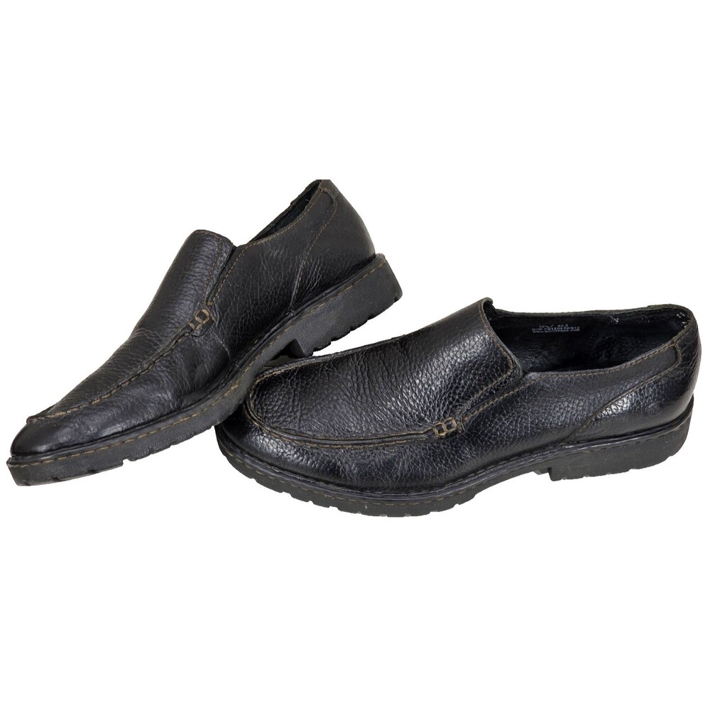 Born Men's Preston Leather Loafers Black Slip On Casual Lug Sole 10.5 | 44.5